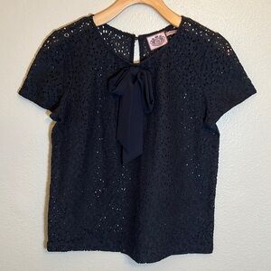 Juicy Couture Black Lace Sheer Short Sleeve Shirt